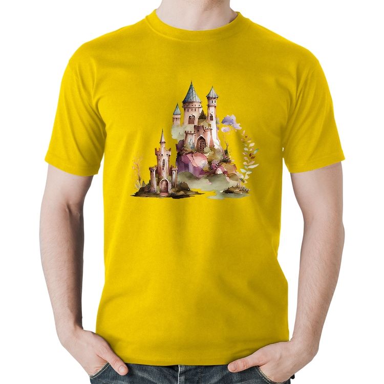 Camiseta Algodão Castelo de Fadas - Amarela