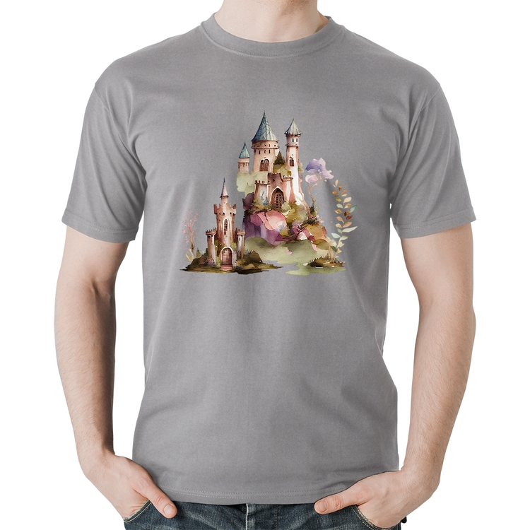 Camiseta Algodão Castelo de Fadas - Cinza