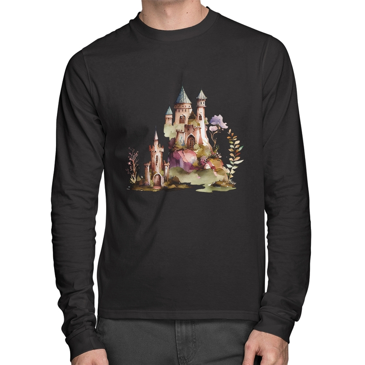 Camiseta Algodão Castelo de Fadas Manga Longa