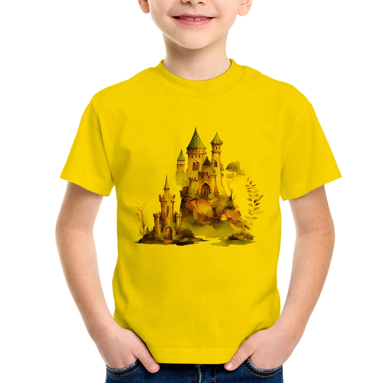 Camiseta Infantil Castelo de Fadas - Amarela