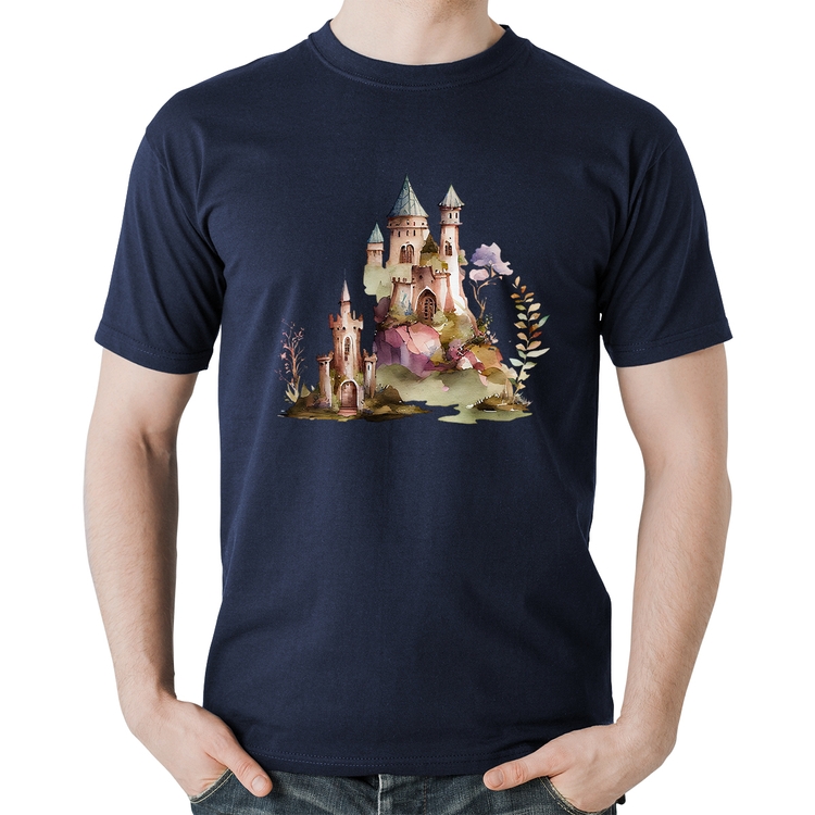 Camiseta Algodão Castelo de Fadas - Marinho