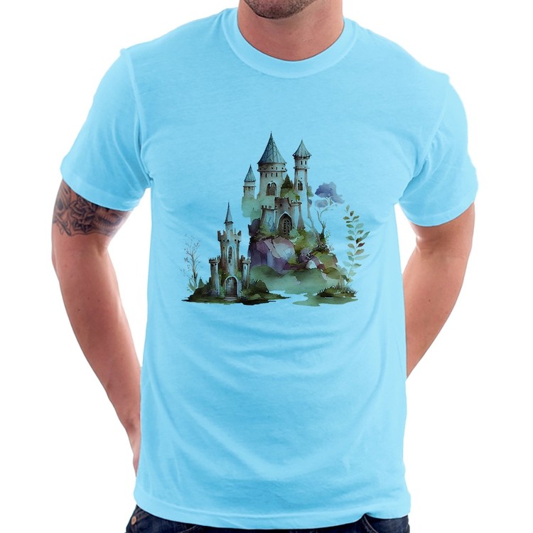 Camiseta Castelo de Fadas - Azul Bebê