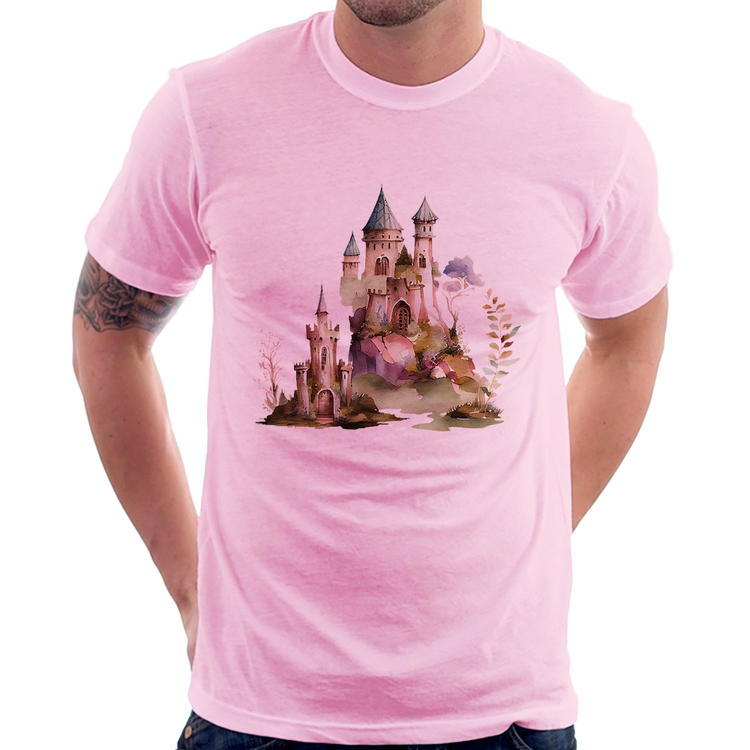 Camiseta Castelo de Fadas - Rosa Bebê