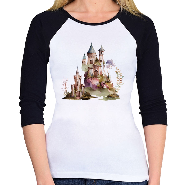 Baby Look Raglan Castelo de Fadas Manga 3/4