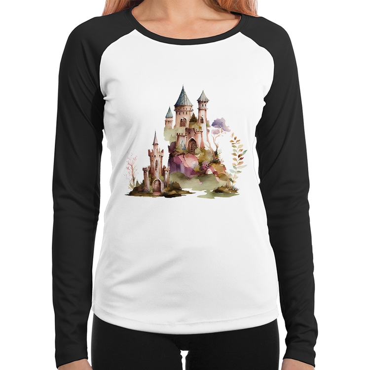 Baby Look Raglan Castelo de Fadas Manga Longa