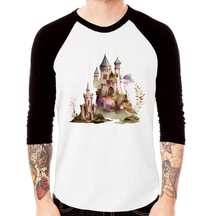 Camiseta Raglan Castelo de Fadas Manga 3/4