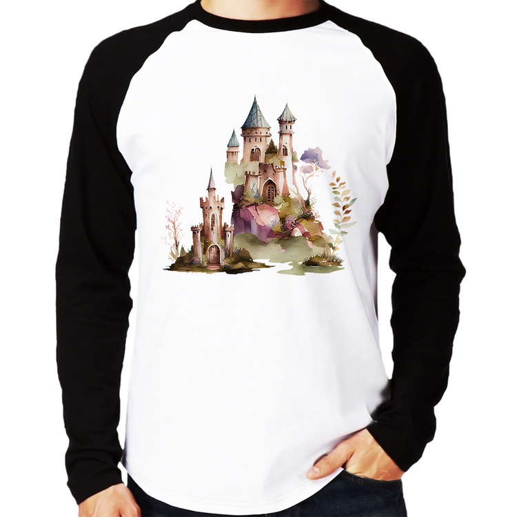 Camiseta Raglan Castelo de Fadas Manga Longa