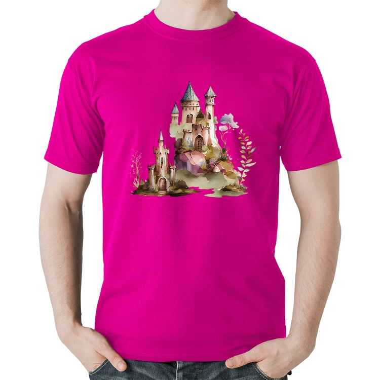 Camiseta Algodão Castelo de Fadas - Rosa