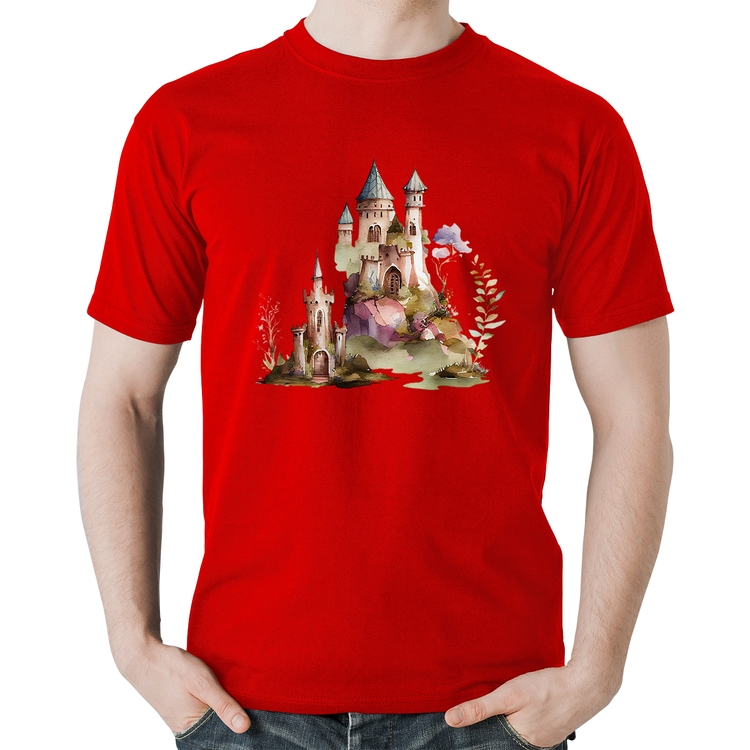 Camiseta Algodão Castelo de Fadas - Vermelha