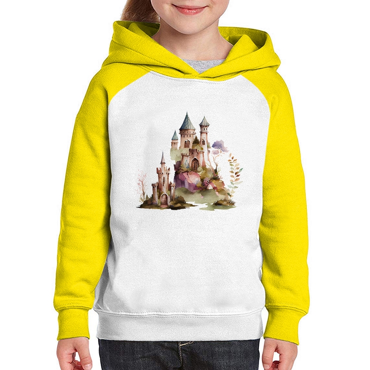 Moletom Infantil Castelo de Fadas - Branco/Amarelo