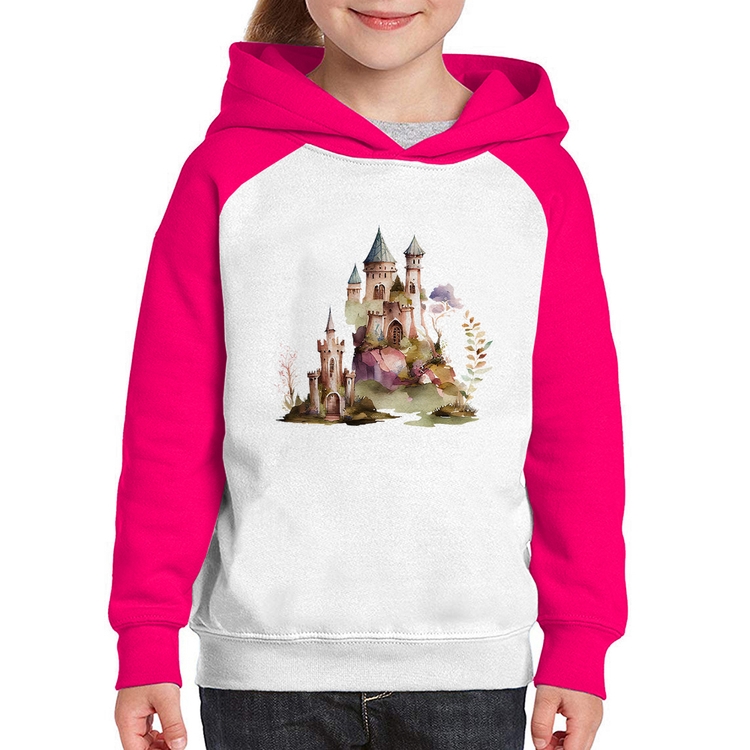 Moletom Infantil Castelo de Fadas - Branco/Rosa