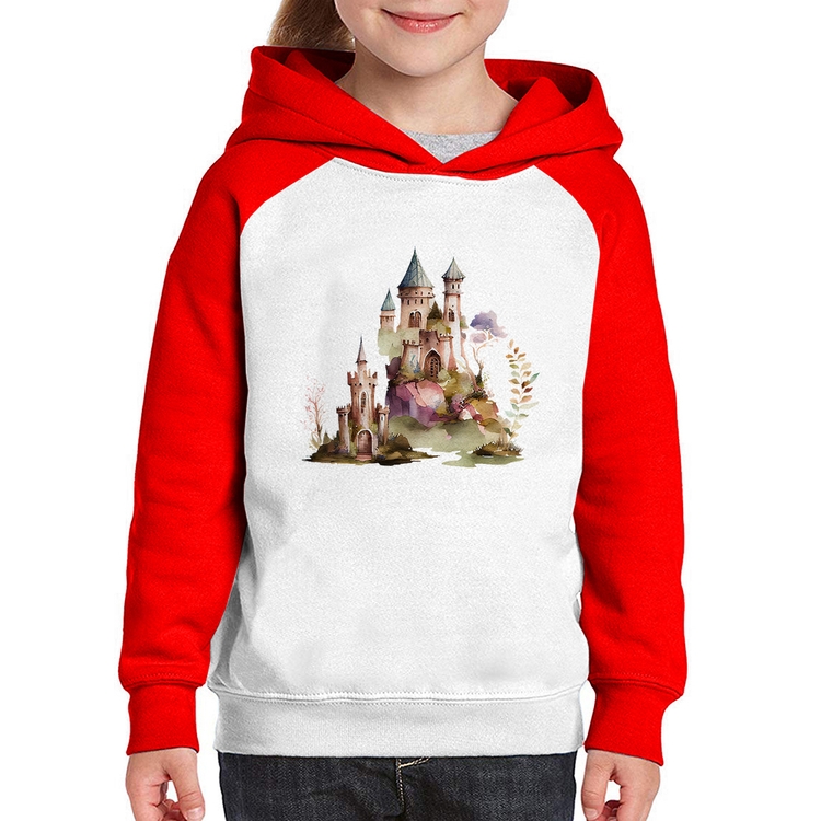 Moletom Infantil Castelo de Fadas - Branco/Vermelho