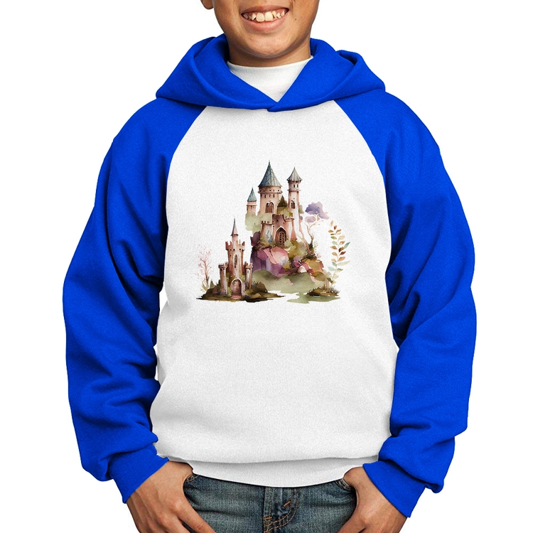 Moletom Infantil Castelo de Fadas - Branco/Azul