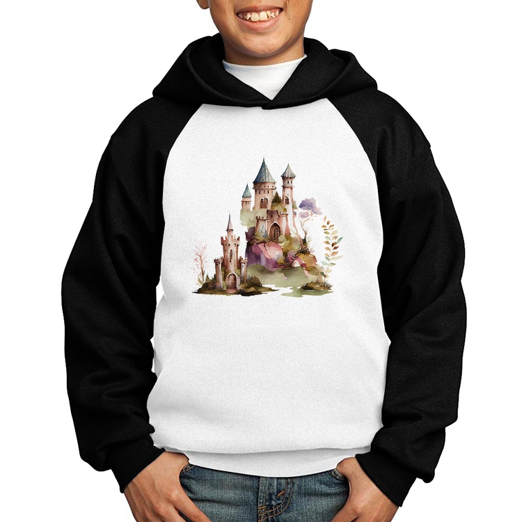 Moletom Infantil Castelo de Fadas - Branco/Preto
