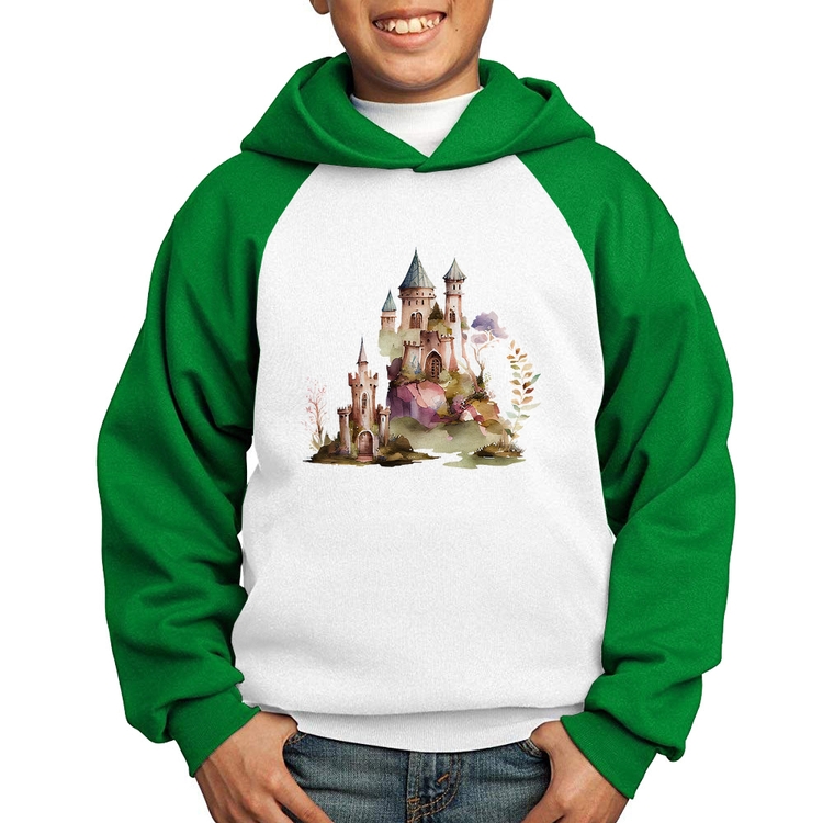 Moletom Infantil Castelo de Fadas - Branco/Verde