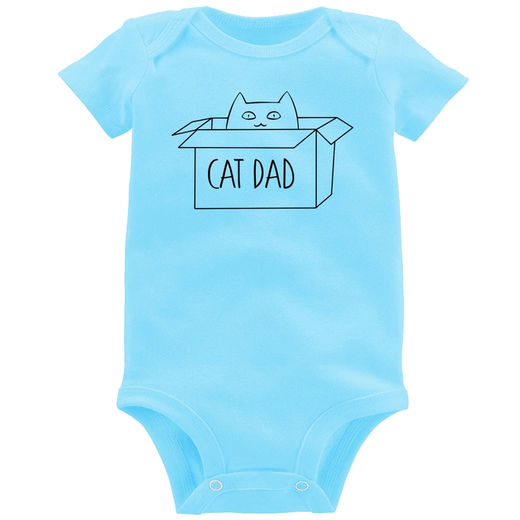 Body Bebê Cat Dad - Azul Bebê