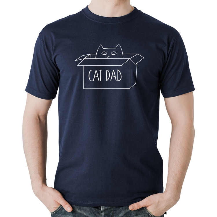 Camiseta Algodão Cat Dad - Marinho