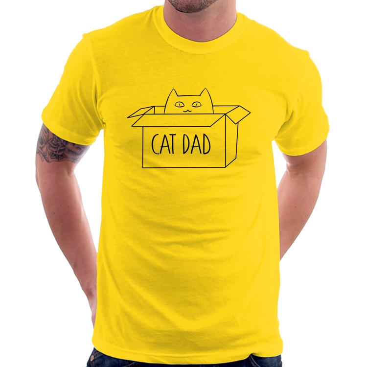 Camiseta Cat Dad - Amarela