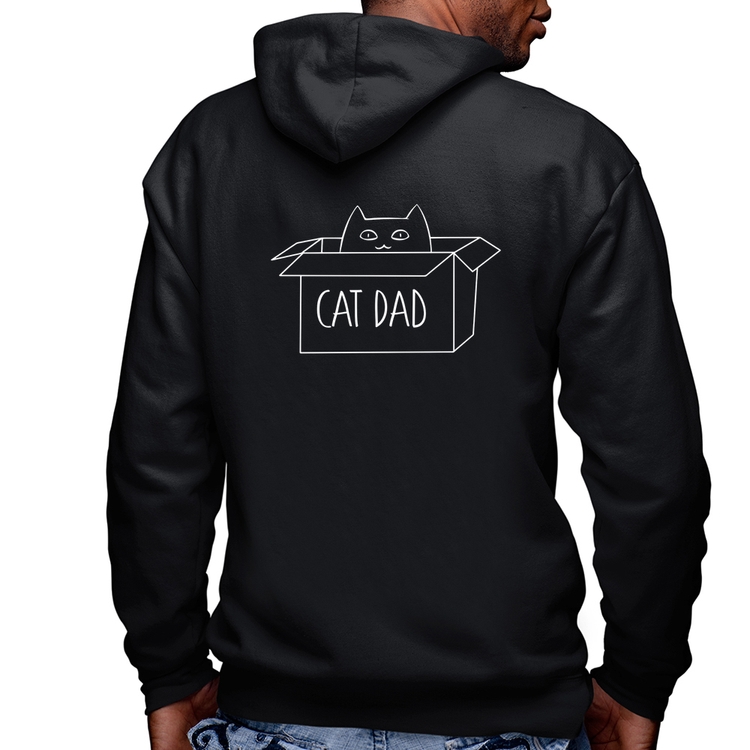 Blusa Moletom Cat Dad Masculina com Capuz e Zíper
