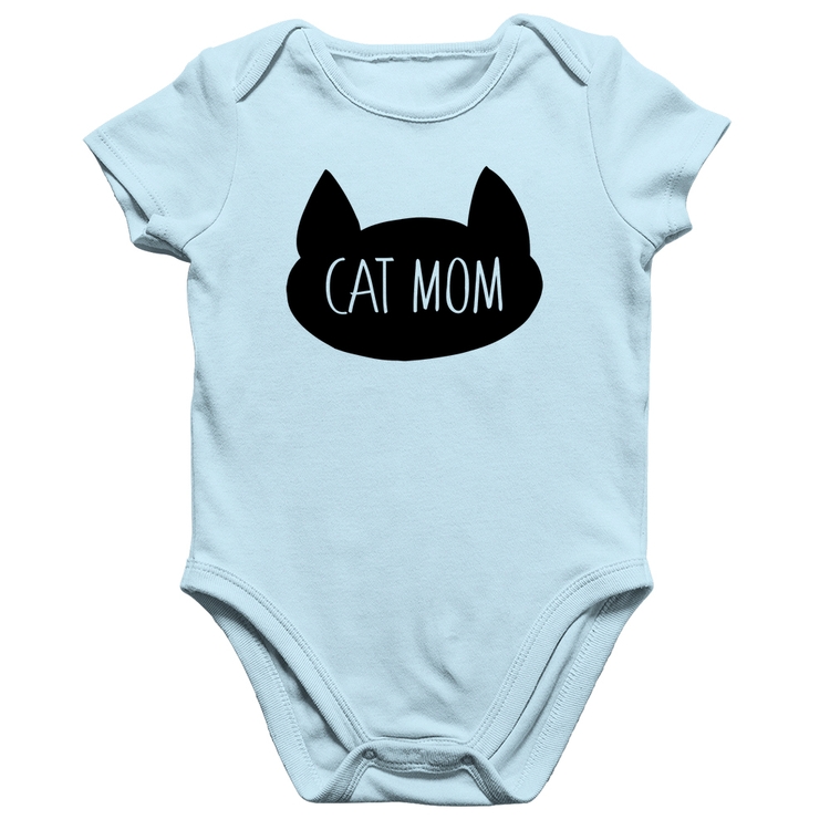 Body Bebê Algodão Cat Mom - Azul Bebê