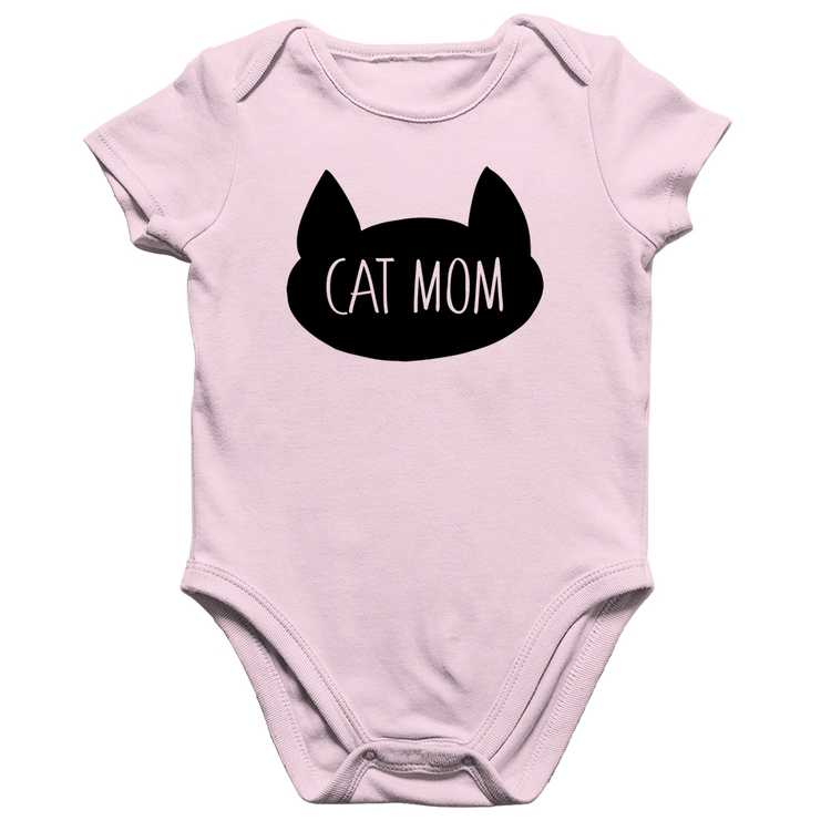Body Bebê Algodão Cat Mom - Rosa Bebê