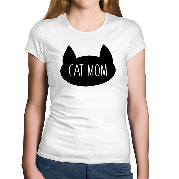 Baby Look Algodão Cat Mom - Branca