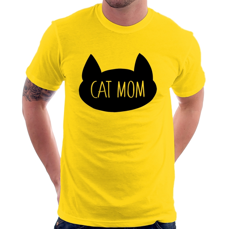 Camiseta Cat Mom - Amarela
