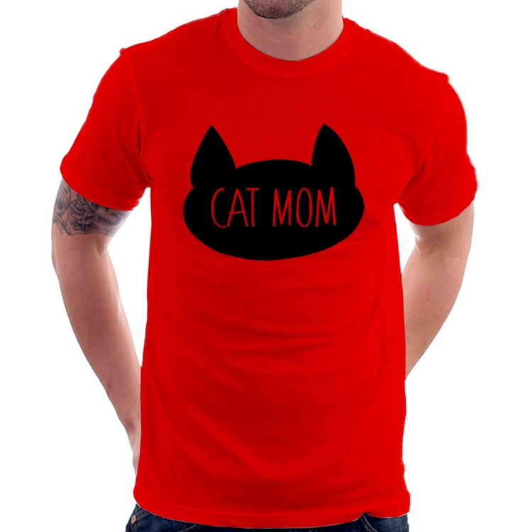 Camiseta Cat Mom - Vermelha
