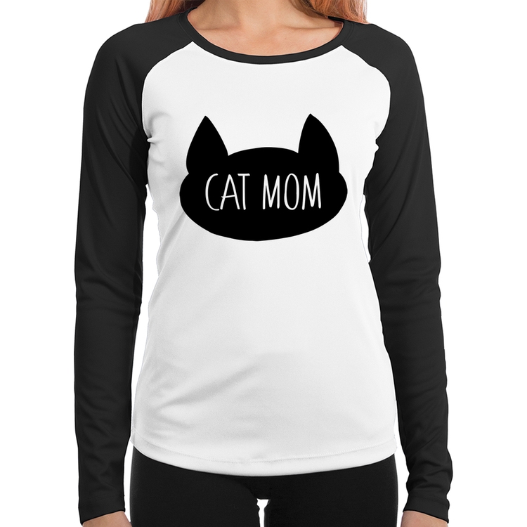 Baby Look Raglan Cat Mom Manga Longa