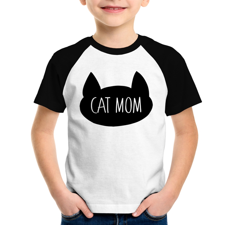 Camiseta Raglan Infantil Cat Mom