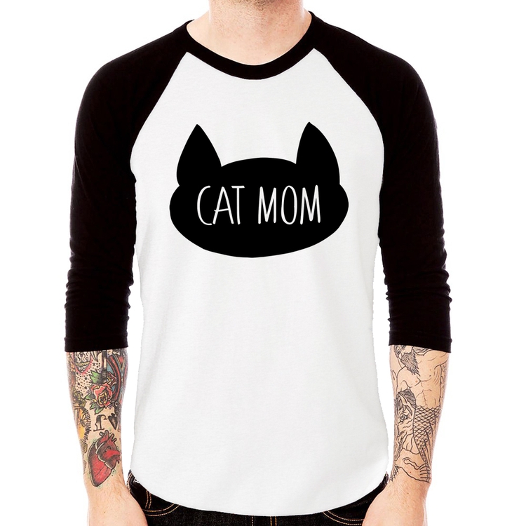 Camiseta Raglan Cat Mom Manga 3/4