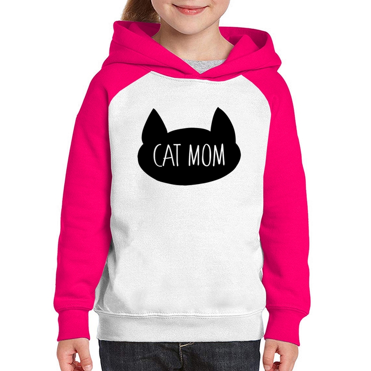 Moletom Infantil Cat Mom - Branco/Rosa