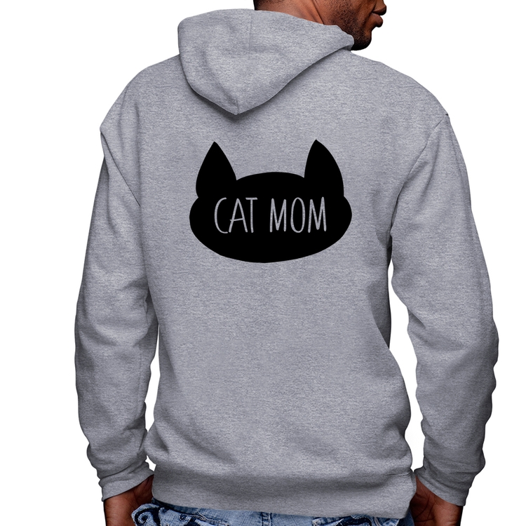 Blusa Moletom Cat Mom Masculina com Capuz e Zíper - Mescla