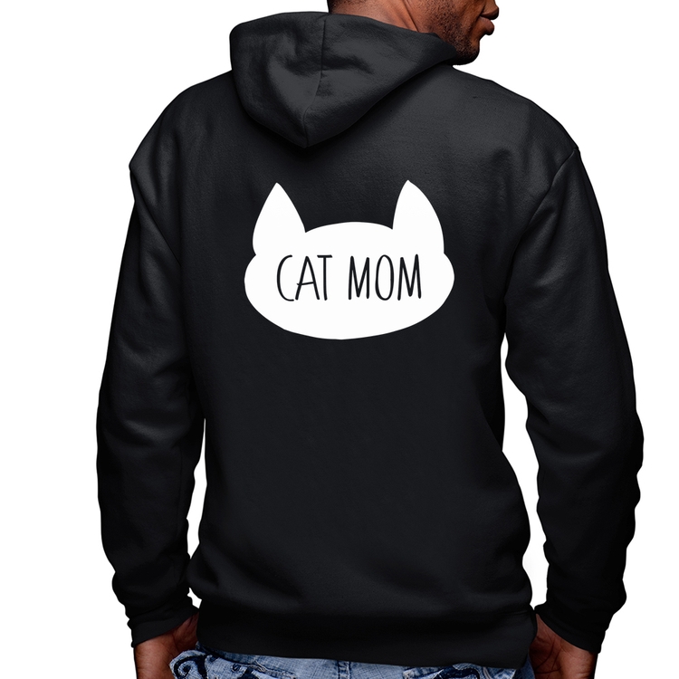 Blusa Moletom Cat Mom Masculina com Capuz e Zíper