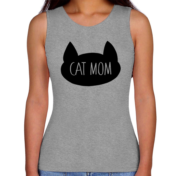 Regata Feminina Cat Mom - Cinza