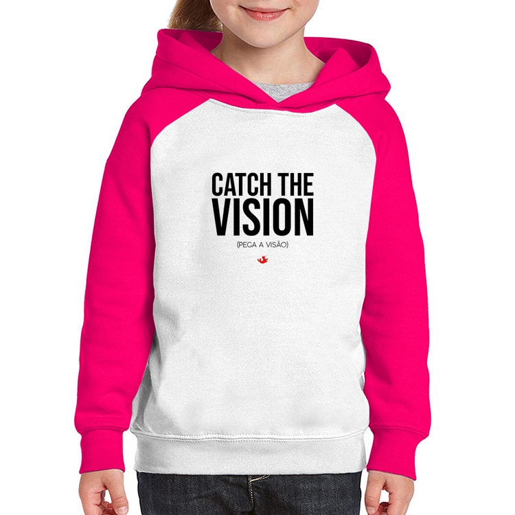 Moletom Infantil Catch the Vision - Branco/Rosa