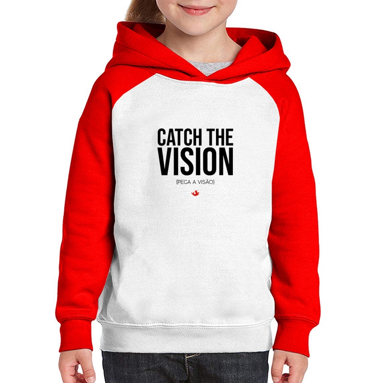 Moletom Infantil Catch the Vision - Branco/Vermelho