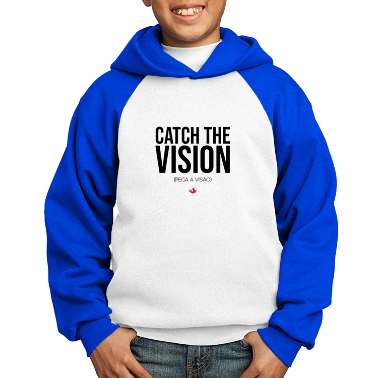 Moletom Infantil Catch the Vision - Branco/Azul