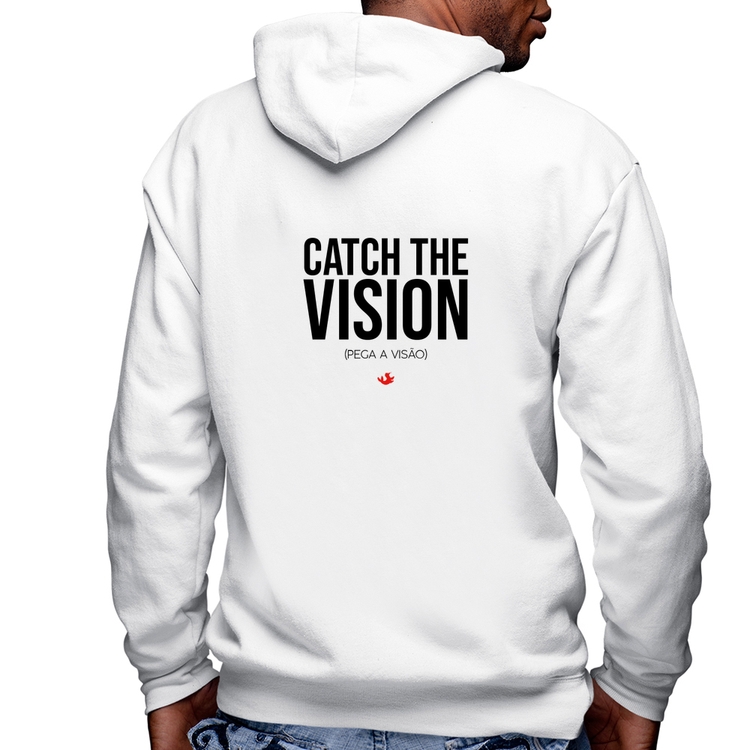 Blusa Moletom Catch the Vision Masculina com Capuz e Zíper - Branca