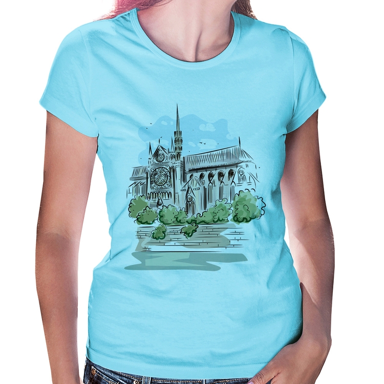 Baby Look Catedral de Notre-Dame de Paris - Azul Bebê