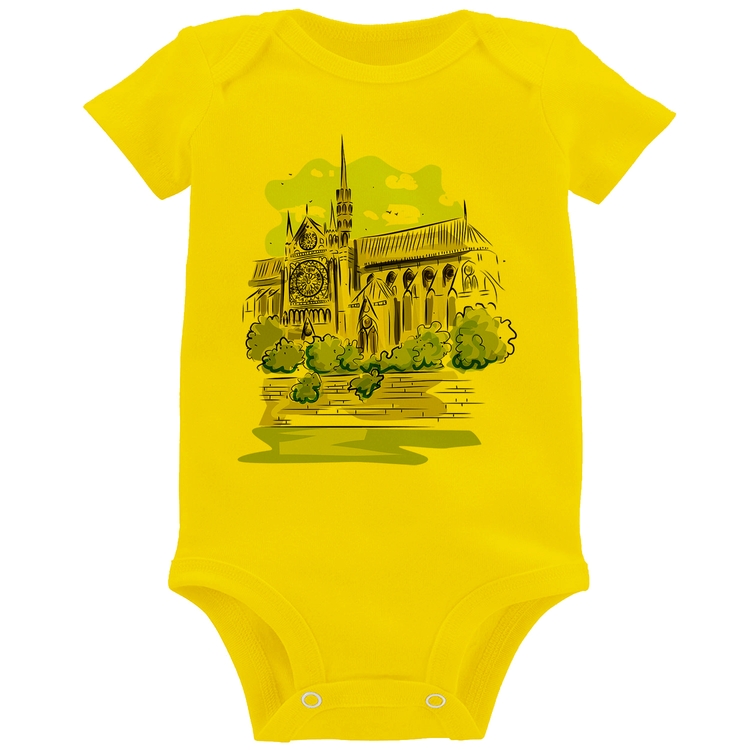 Body Bebê Catedral de Notre-Dame de Paris - Amarelo
