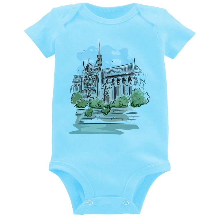 Body Bebê Catedral de Notre-Dame de Paris - Azul Bebê