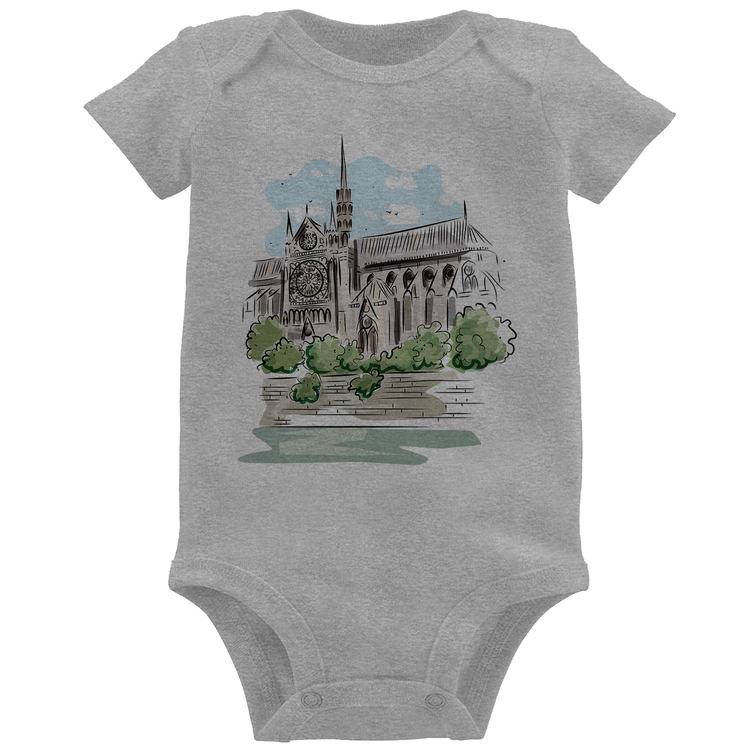 Body Bebê Catedral de Notre-Dame de Paris - Cinza