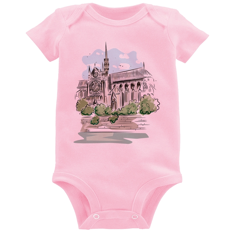 Body Bebê Catedral de Notre-Dame de Paris - Rosa Bebê