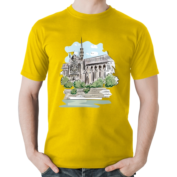 Camiseta Algodão Catedral de Notre-Dame de Paris - Amarela