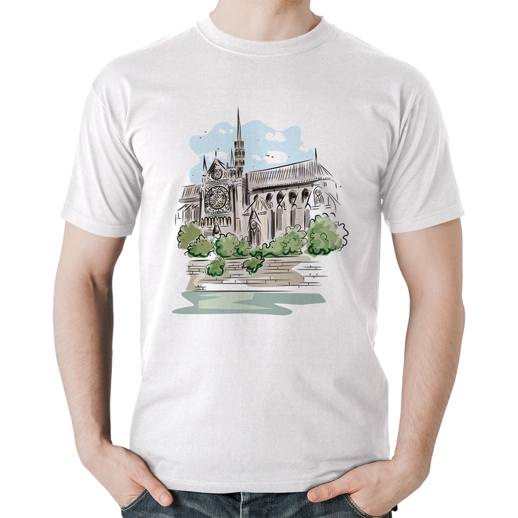 Camiseta Algodão Catedral de Notre-Dame de Paris - Branca
