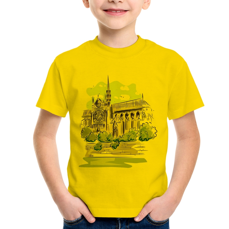 Camiseta Infantil Catedral de Notre-Dame de Paris - Amarela