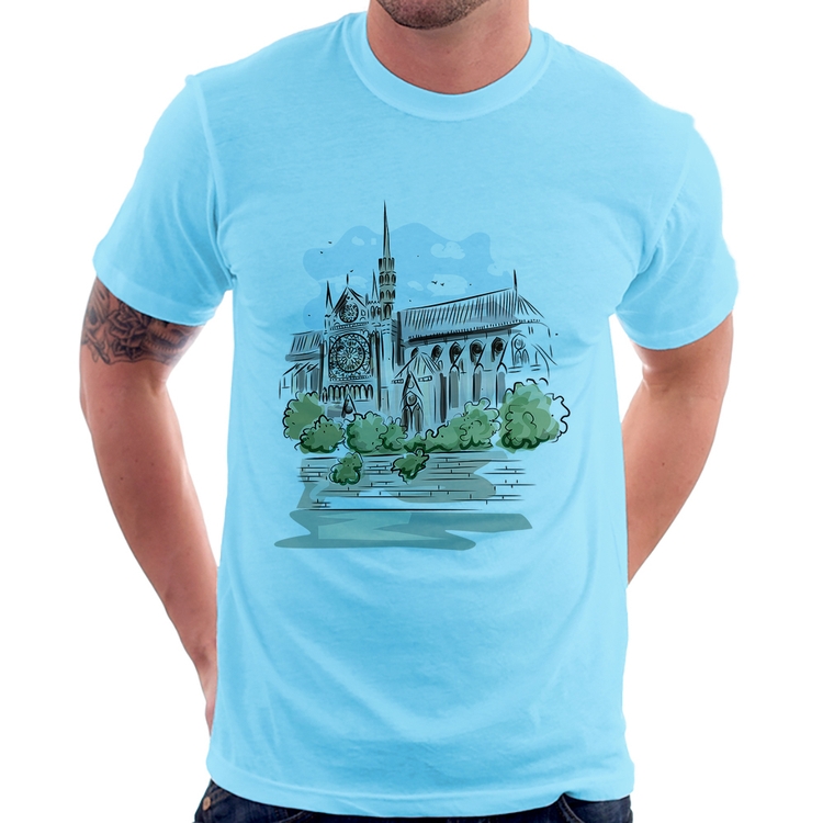 Camiseta Catedral de Notre-Dame de Paris - Azul Bebê