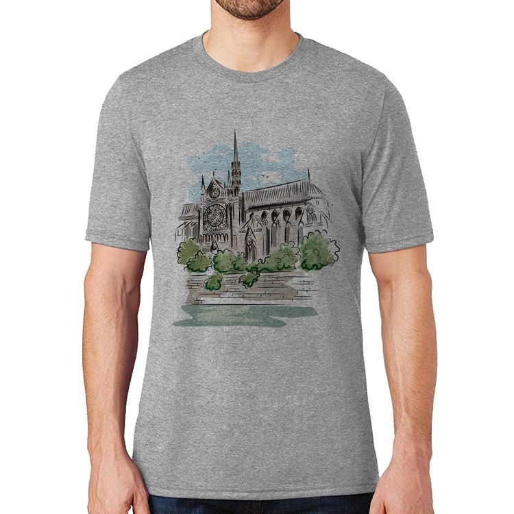 Camiseta Catedral de Notre-Dame de Paris - Cinza