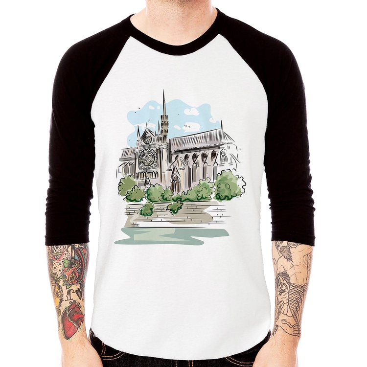 Camiseta Raglan Catedral de Notre-Dame de Paris Manga 3/4
